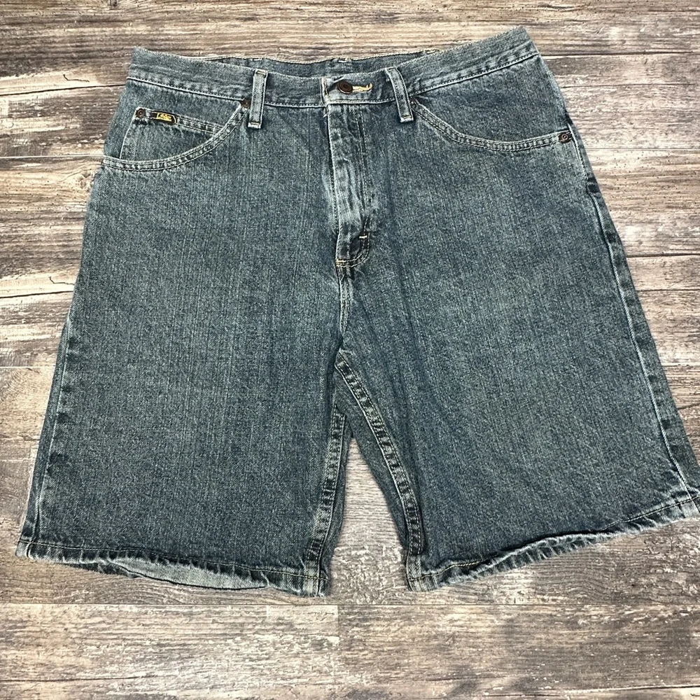 Lee Denim Shorts Mens 34 Blue Relaxed Fit Y2K Faded Workwear GUC